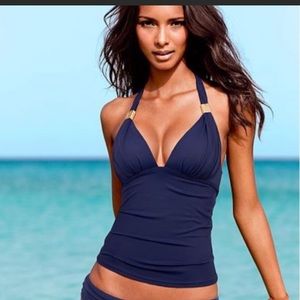 Victoria's Secret swim ruched tankini navy medium